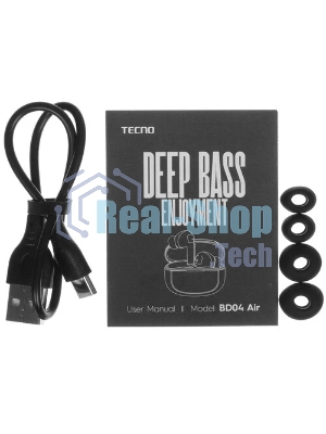 Наушники TWS Tecno Buds 4 Air черный, внутриканальные, Bluetooth, до 6 ч
