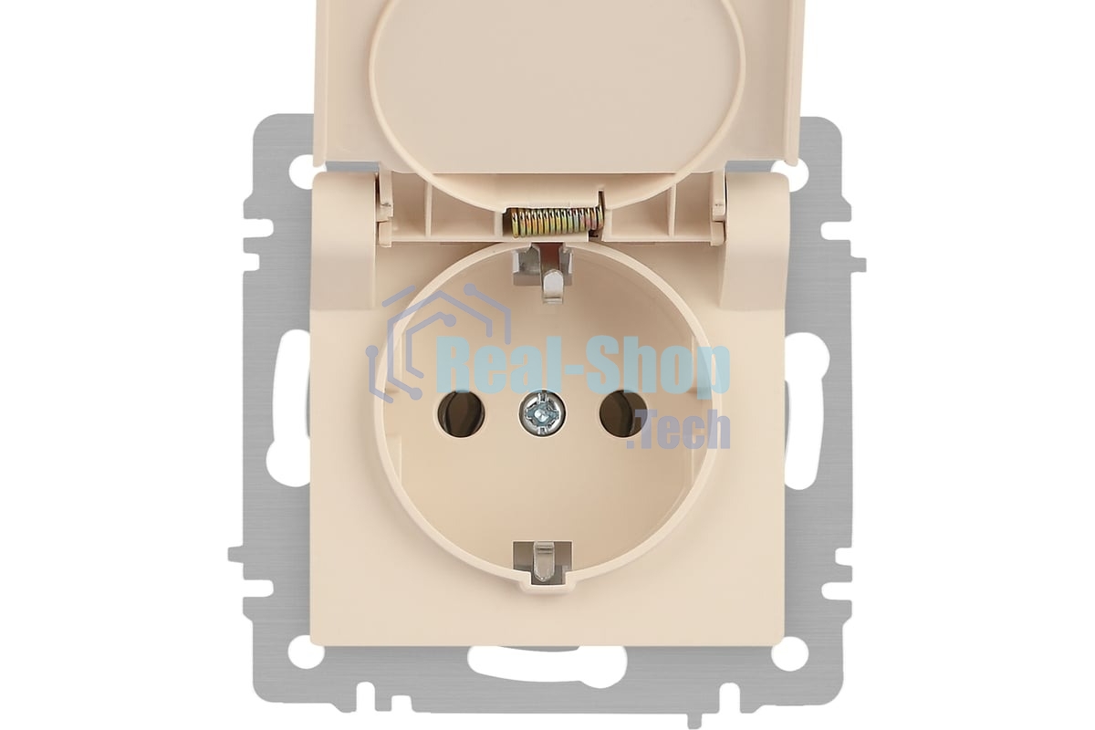 Розетка Intro Accent 6-203-02 2P+E Schuko с крышкой 16А-250В IP20 СУ сл.кость Б0063716