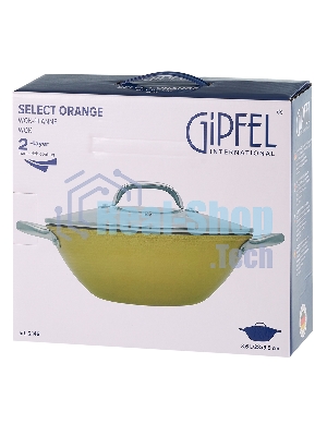 Вок Select Orange 28х9,5см/3,6л облегченный чугун, Ilag, стеклянная крышка. Цвет: желтый