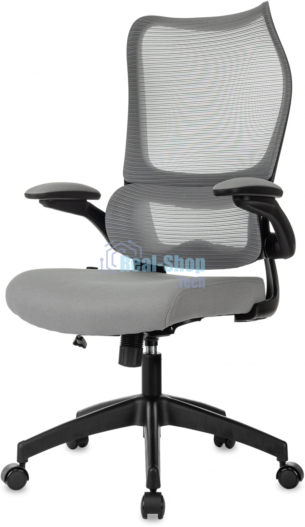 Кресло руководителя Бюрократ Sigma 1 серый, сетка/ткань, крестов. пластик