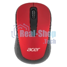 Мышь беспроводная Acer OMR136 красный, 1000 dpi, радиоканал, USB, кнопки - 3