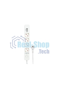 Сетевой фильтр Гарнизон 2.0 Мультипорт EPS-4-U3-W-2, 4 р, 10А, 3xUSB, 2 м, ур.защиты 2+, белый, пакет