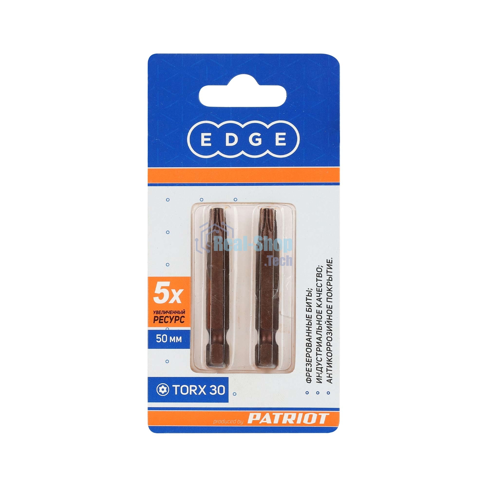 Бита EDGE by PATRIOT T30, сталь S2, длина 50 мм, 2шт в блистере