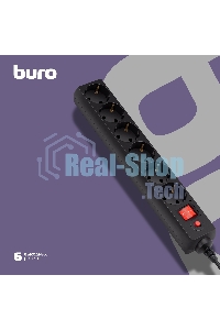 Сетевой фильтр Buro 600SH-16-1.8-B 1.8 м (6 розеток) черный (коробка)