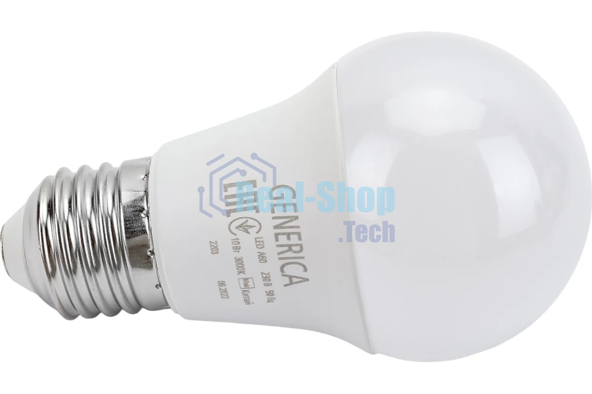 Лампа светодиодная GENERICA LL-A60-10-230-30-E27-G A60 10Вт грушевидная 3000К E27 230В