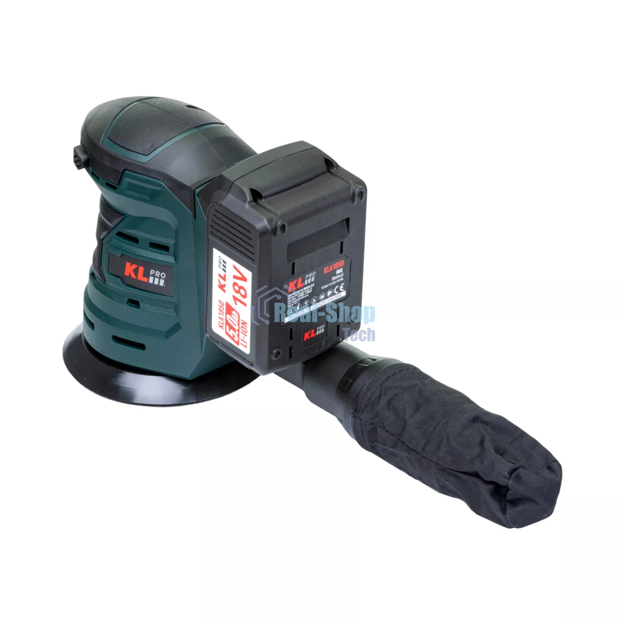 Эксцентриковая шлифовальная машина аккумуляторная KLPRO KLEZ18-50 (18В, Li-ion-2шт, 5.0А·ч, ЗУ 4,5А)