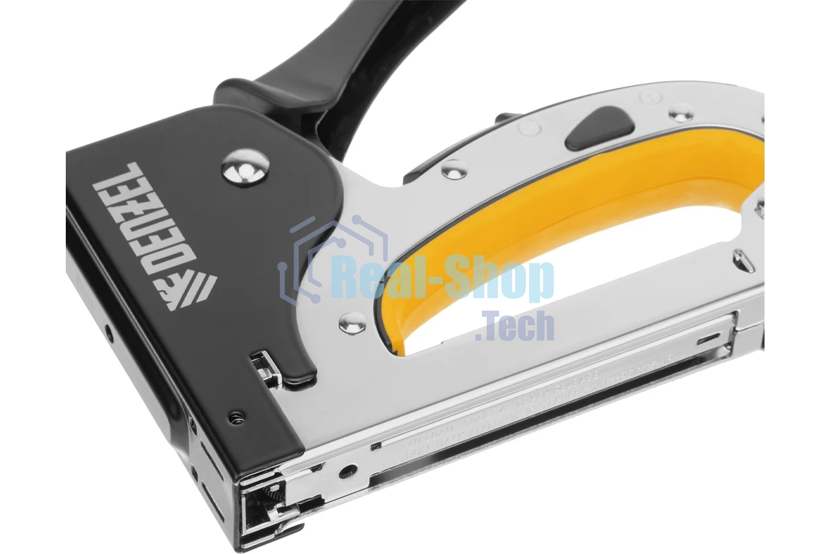 Степлер мебельный Denzel, стальной корпус, быстрая загрузка, регул. силы удара, тип 53, 4-14 мм