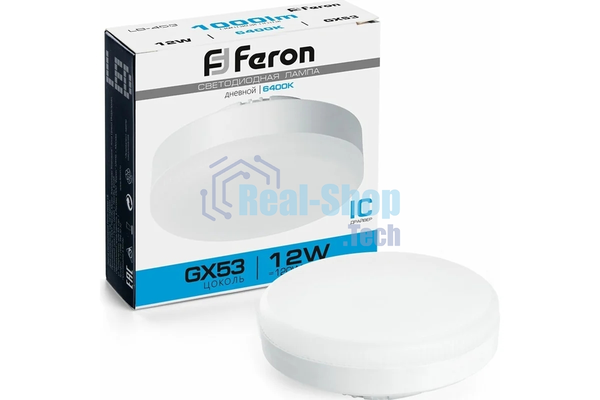 Лампа светодиодная Feron LB-453 12Вт GX53 дневной таблетка