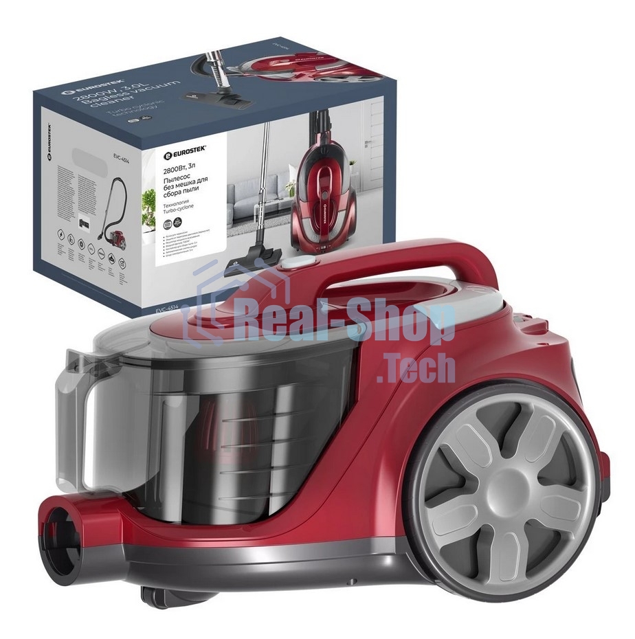Пылесос Eurostek EVC-4514 красный, 500/2800 Вт, уборка сухая, пылесборник контейнер 3 л