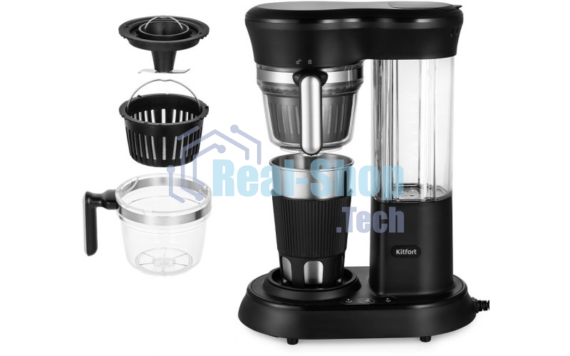 Кофеварка капельная Kitfort КТ-7141 черный/нержавеющая сталь, исп кофе - зерновой/молотый, 0.45 л, 600 Вт.