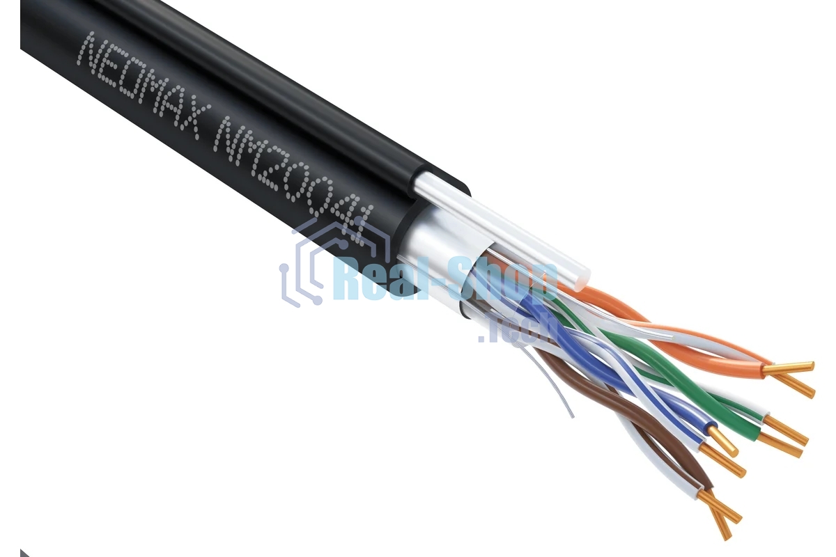 Кабель Neomax NM20041 FTP внешний с тросом, Кат. 5е, 305 м. (Медный) Экрантрованный