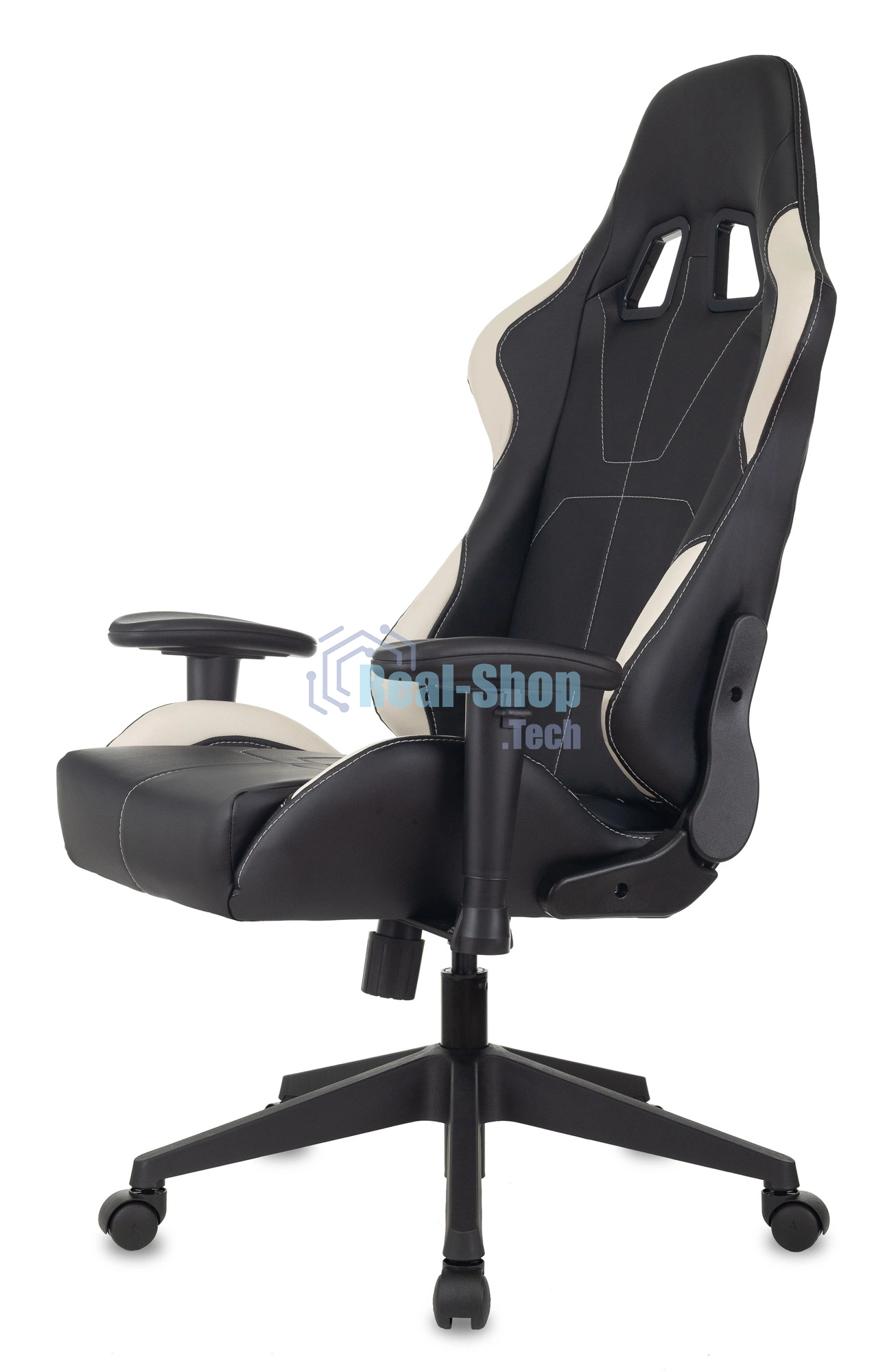 Кресло игровое Бюрократ VIKING 5 AERO WHITE черный/белый искусственная кожа