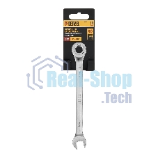 Ключ комбинированный трещоточный Denzel 14704 10 мм, CrV, матовый хром