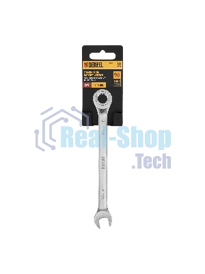 Ключ комбинированный трещоточный Denzel 10 мм, CrV, матовый хром