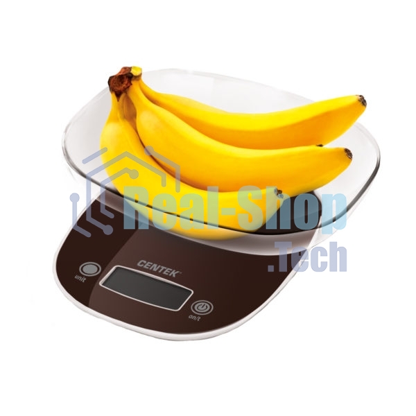 Весы кухонные Centek CT-2456 (шоколад) электр., max 7кг(!!!), шаг 1г, большая съемная чаша, дисплей