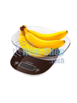 Весы кухонные Centek CT-2456 (шоколад) электр., max 7кг(!!!), шаг 1г, большая съемная чаша, дисплей