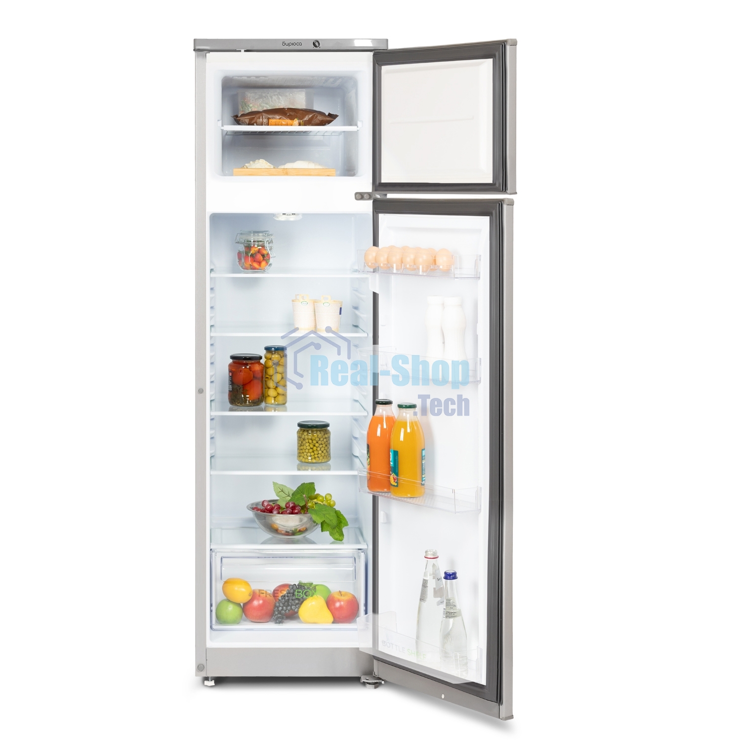 Холодильник Бирюса M424 металлик двухкамерный 170/35л морозилка сверху