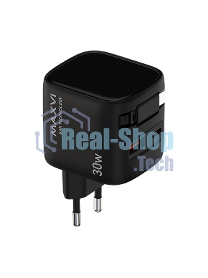 Сетевое зарядное устройство Maxvi SFC-330GN Type-C\USB 30W PD QC3.0 черный