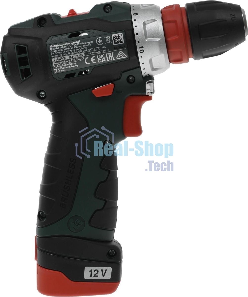 Дрель-шуруповерт Metabo Power Maxx BS BL, 12 В, 2 Ач, 34Нм, щеточный