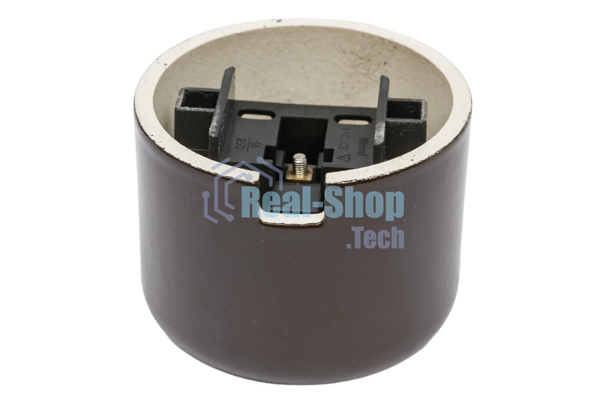 Розетка Bironi R1-101-02 с заземляющим контактом R, Ришелье керамика, коричневый