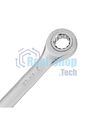 Ключ комбинированный трещоточный Denzel 10 мм, CrV, матовый хром