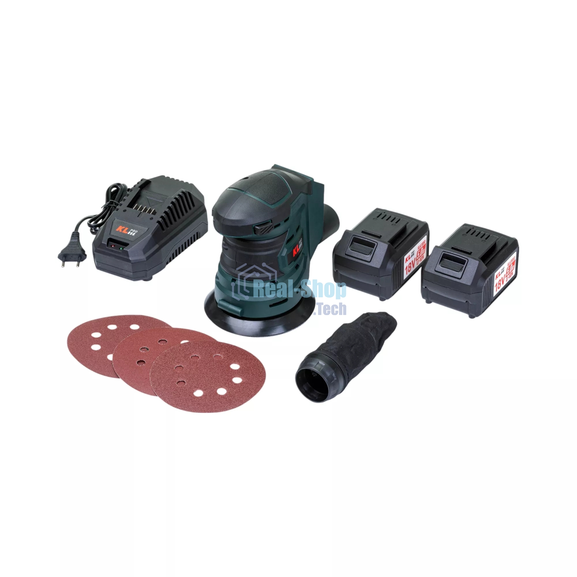 Эксцентриковая шлифовальная машина аккумуляторная KLPRO KLEZ18-50 (18В, Li-ion-2шт, 5.0А·ч, ЗУ 4,5А)