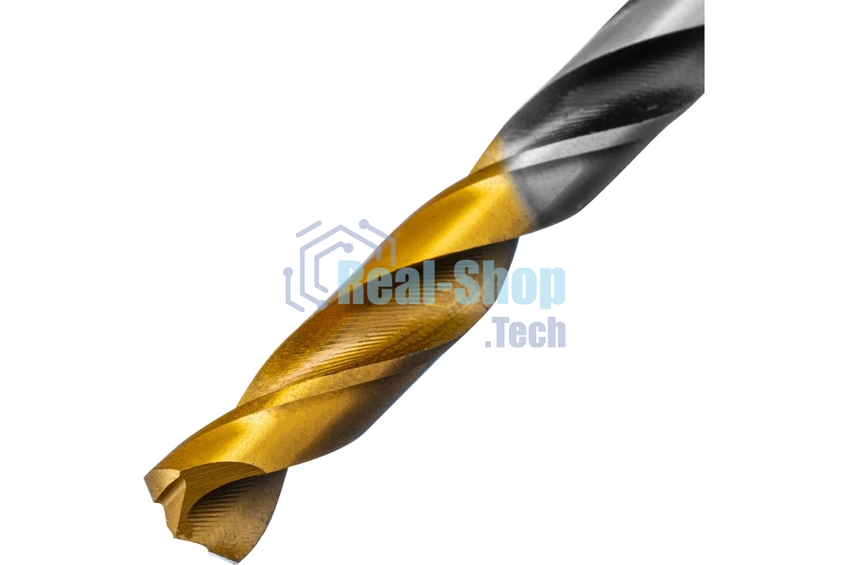 Сверло спиральное по металлу Denzel 6,5 x 93мм, Р6М5, Golden Tip, многогранная заточка