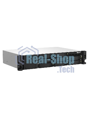 Сетевое хранилище SMB QNAP TS-873AeU-4G NAS 8x3.5/2.5 SATA/SSD trays, 2 x M2 PCIe, 2x 2.5 GbE, 2U rackmount, 1 PSU. AMD Ryzen V1500B 4-core/8-thread 2.2 GHz processor, 4 Gb DDR4 RAM (1*4 Gb) up to 64Gb (2*32 Gb). W/o rail kit RAIL-B02