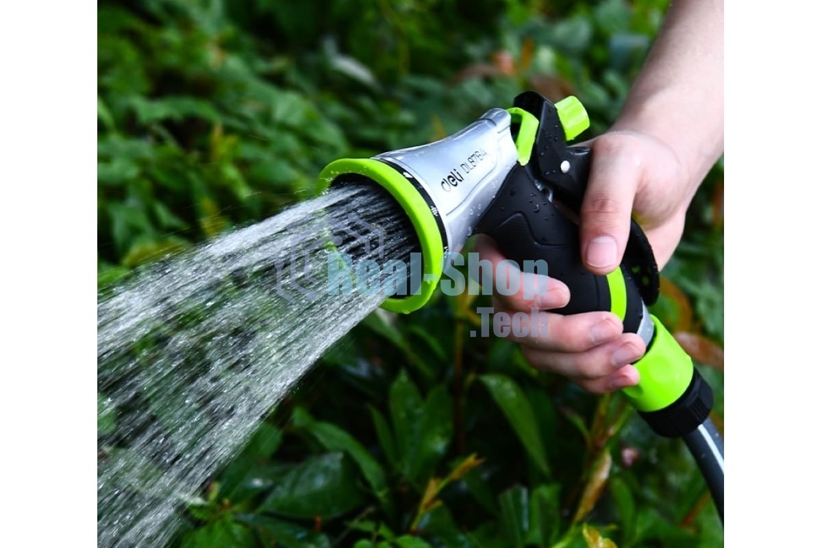 Пистолет-распылитель поливочный Deli DL8764 10 режимов распыления, диаметр шланга 3/4