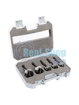 Набор сверл Форстнера 5 шт (15/20/25/30/35мм) Deli DH-MKK005-ED1 ограничитель глубины, пласт. кейс