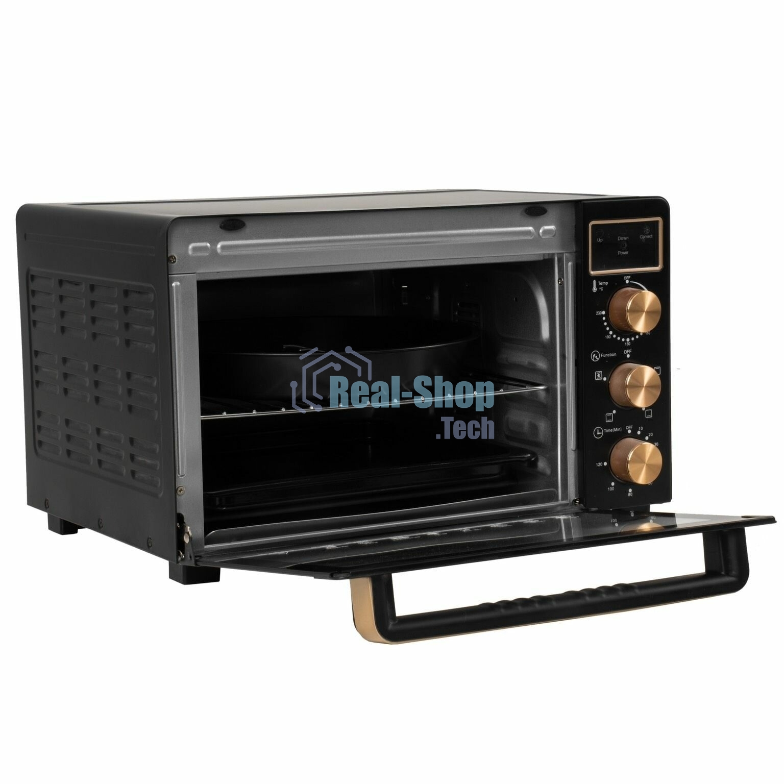 Мини-печь Kraft KF-MO 3506 KGLB (черный/золото) с дисплеем