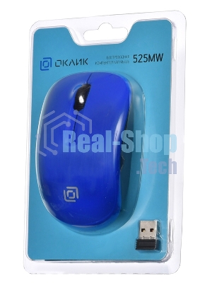Мышь беспроводная Oklick 525MW голубой, 1000 dpi, радиоканал, USB, кнопки - 3