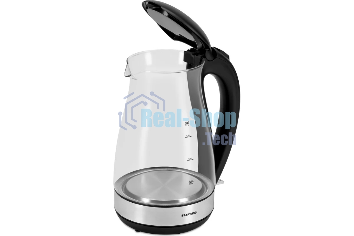 Чайник электрический Starwind SKP3039 1.7л. 2200Вт черный (корпус: стекло)