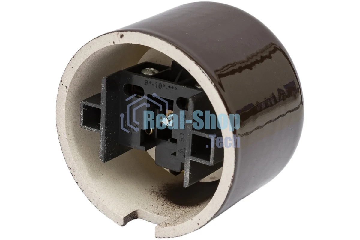 Розетка Bironi R1-101-02 с заземляющим контактом R, Ришелье керамика, коричневый