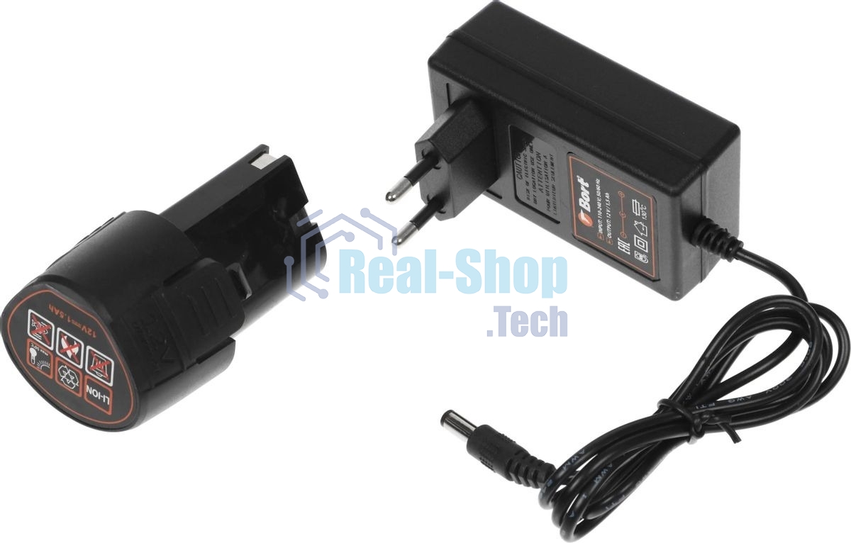 Дрель-шуруповерт Bort BAB-12x2Li-F, 12 В, 1,5 Ач, 36 Нм, щеточный