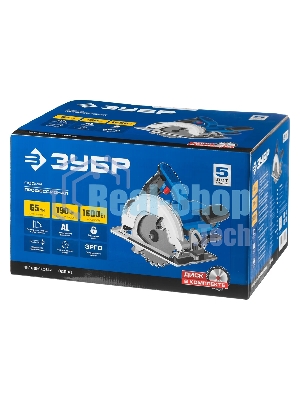 Пила дисковая Зубр ПДП-65 Профессионал 90град-65 мм, диск 190 мм, 1600 Вт