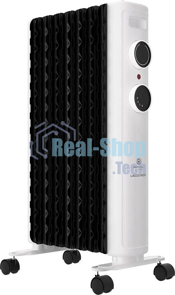Обогреватель масляный Royal Clima Laggio Nero ROR-LN7-1500M, с терморегулятором, 1500Вт, 6 секций, 3 режима, белый/серый