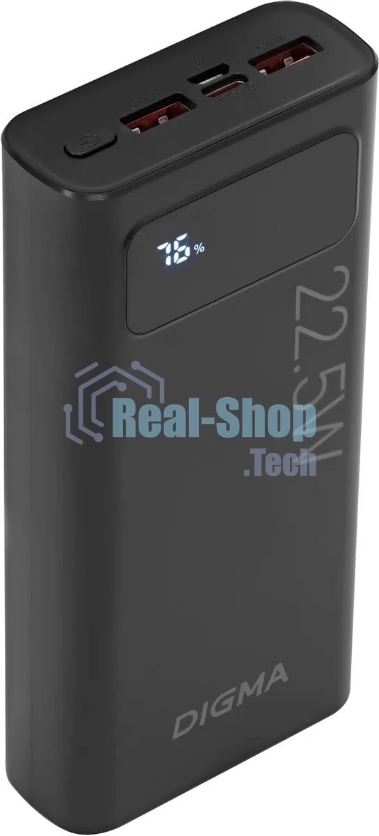 Портативный аккумулятор Digma DGPF20A 20000mAh QC3.0/PD3.0 22.5W 3A 2xUSB-A/USB-C черный