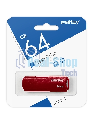Флешка USB Smartbuy CLUE Burgundy (SB64GbCLU-BG), 64Gb, USB 2.0, R/W