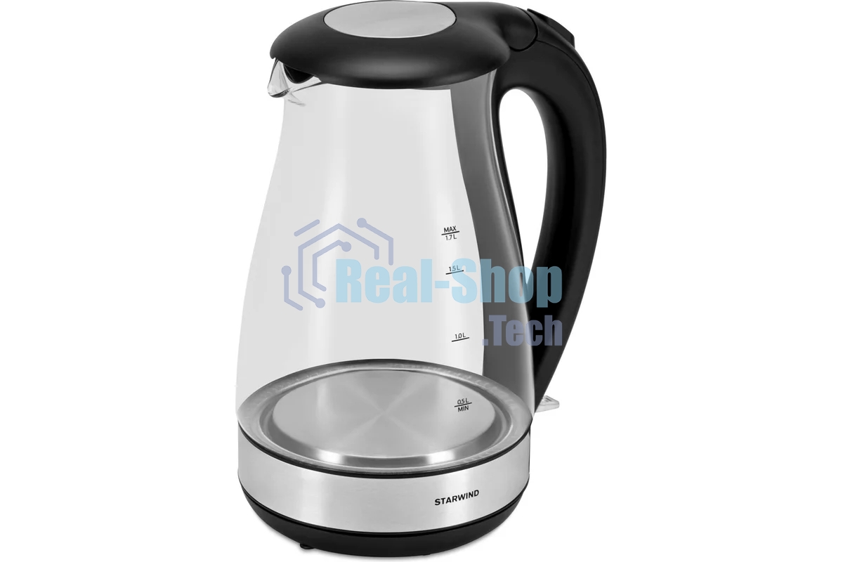 Чайник электрический Starwind SKP3039 1.7л. 2200Вт черный (корпус: стекло)