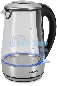 Чайник электрический Hyundai HYK-G8406 1.7л. 2200Вт прозрачный/черный (корпус: нержавеющая сталь)