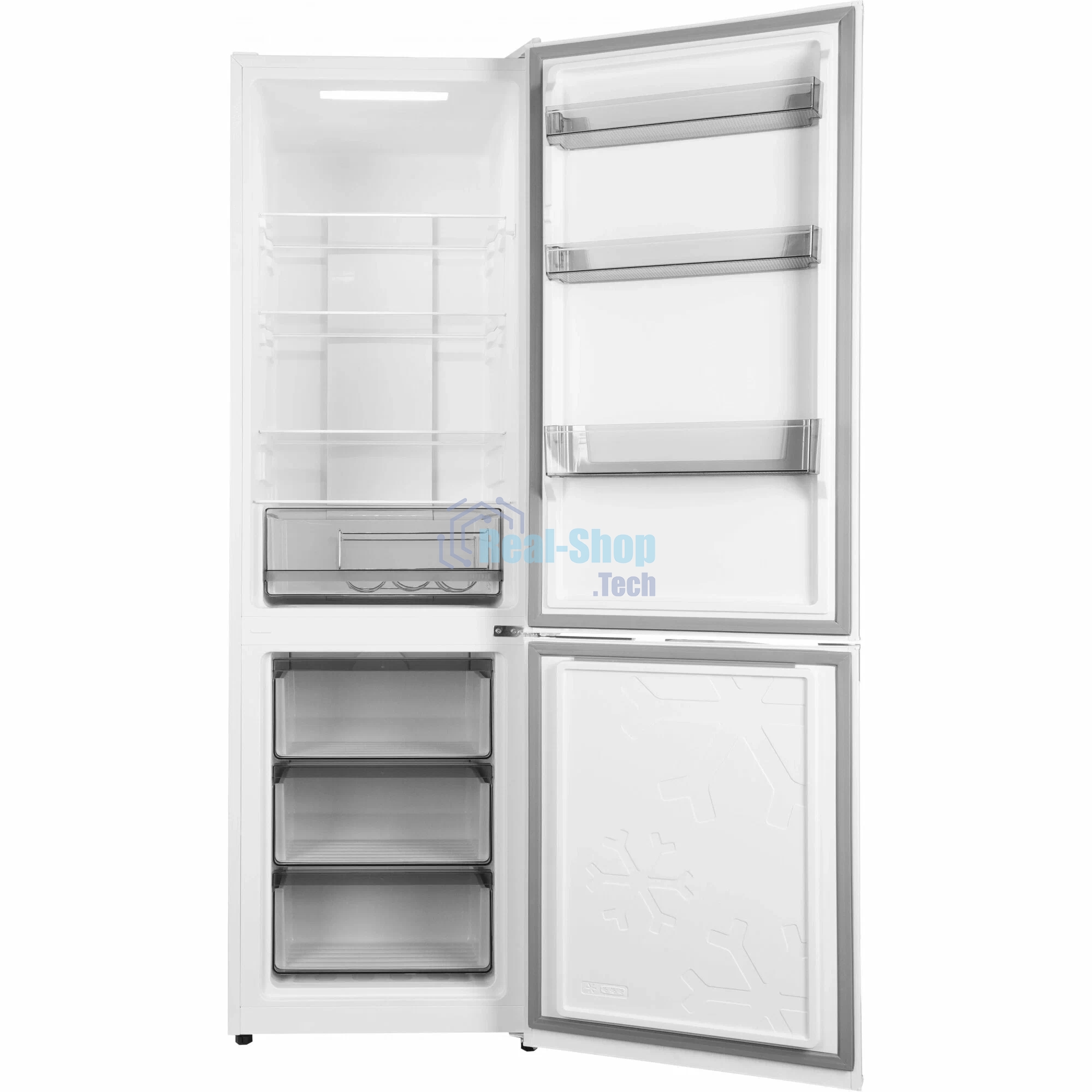 Холодильник Hyundai CC35083F белое стекло двухкамерный 240/95л морозилка снизу, No Frost