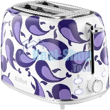 Тостер Kitfort КТ-6863 1080Вт белый/фиолетовый
