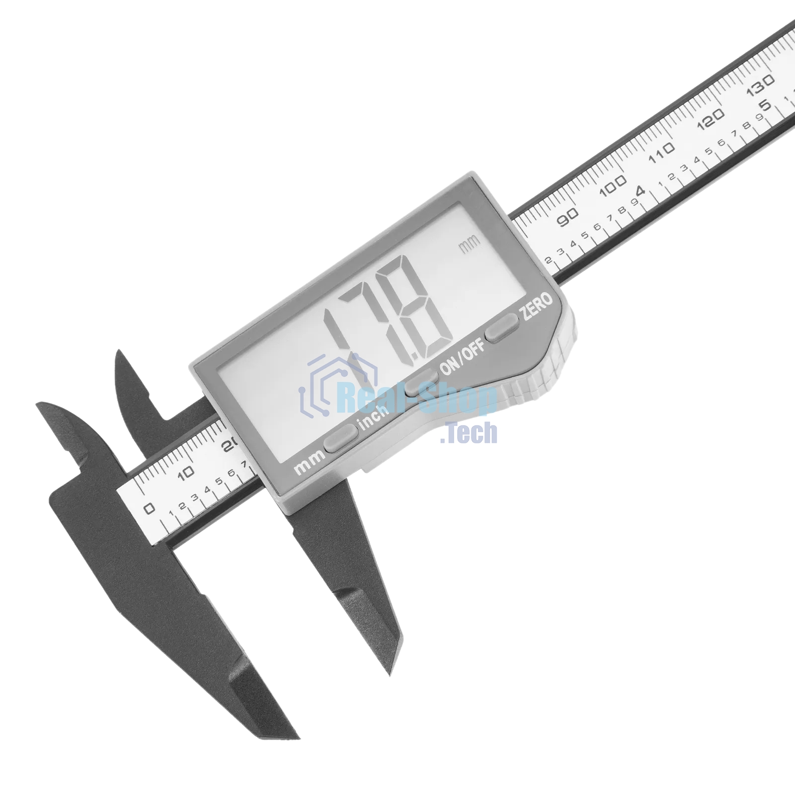 Штангенциркуль пластиковый Denzel 150 мм, электронный, большой дисплей, с глубиномером