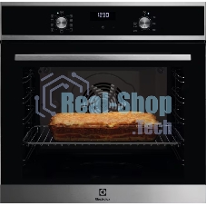 Встраиваемая электрическая духовка ELECTROLUX EOF5F70X с конвекцией, объем 72 л, 8 режимов, очистка каталитическая задняя стенка, 2 стекла в дверце, направляющие проволочные + телескопические (1 уровень)