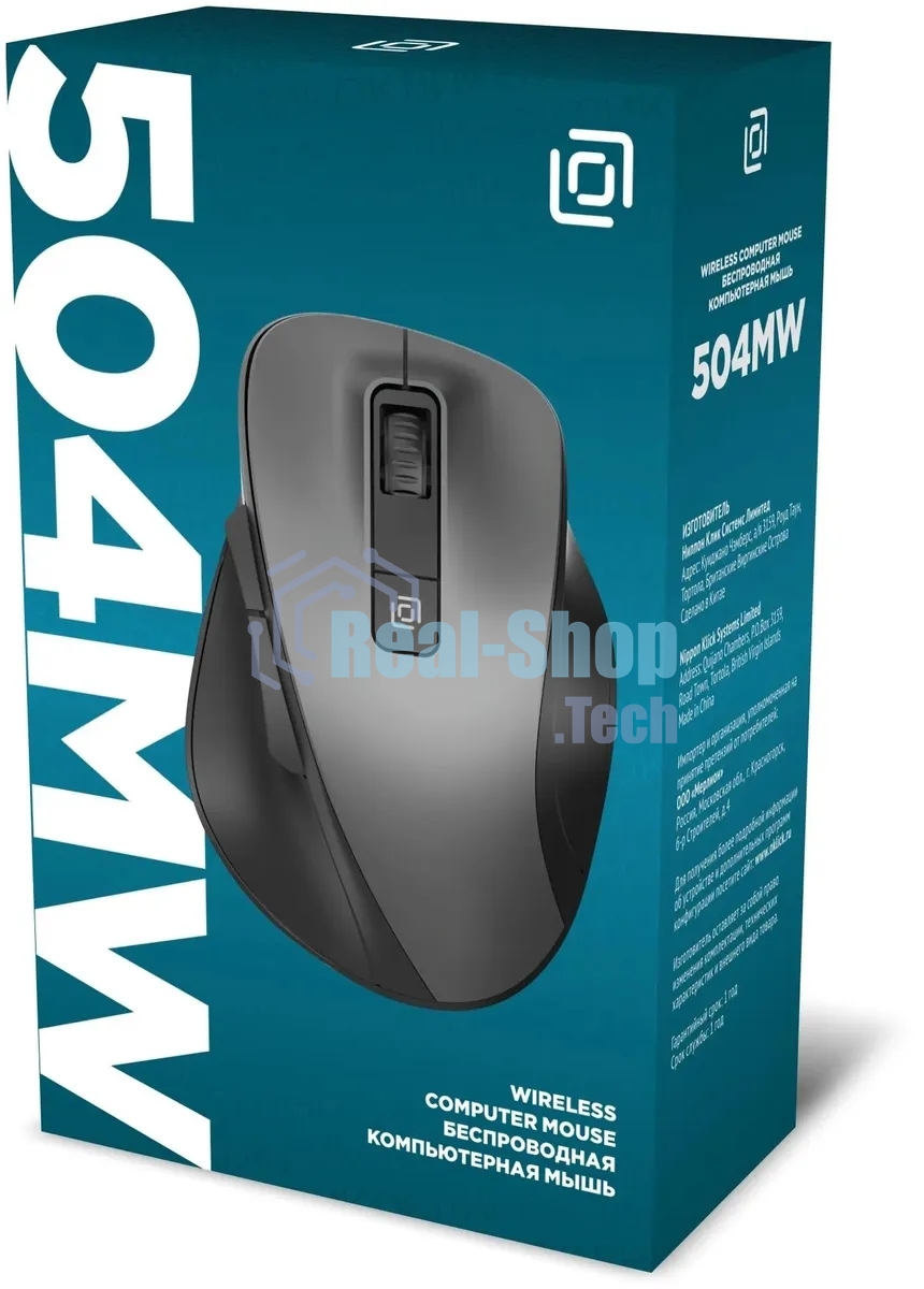 Мышь беспроводная Oklick 504MW черный/серый, 1600 dpi, радиоканал, USB, кнопки - 6