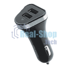 Автомобильное зарядное устройство QUMO 2A, 2 USB, 1A+1A черный, кабель Apple 8 pin в комплекте