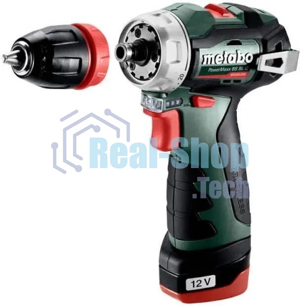 Дрель-шуруповерт Metabo Power Maxx BS BL, 12 В, 2 Ач, 34Нм, щеточный