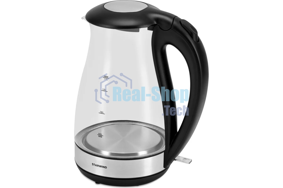 Чайник электрический Starwind SKP3039 1.7л. 2200Вт черный (корпус: стекло)
