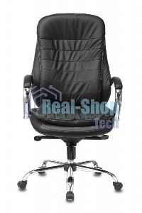 Кресло руководителя Бюрократ T-9950/BLACK черный, кожа, крестовина хром
